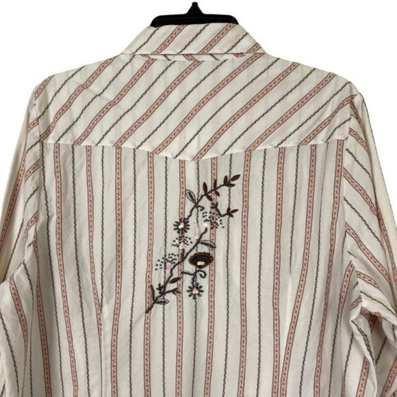 Mixit Vintage Y2K Pearl Snap Western Sequin Embroidered Button-Down Shirt 1X - Picture 9 of 16